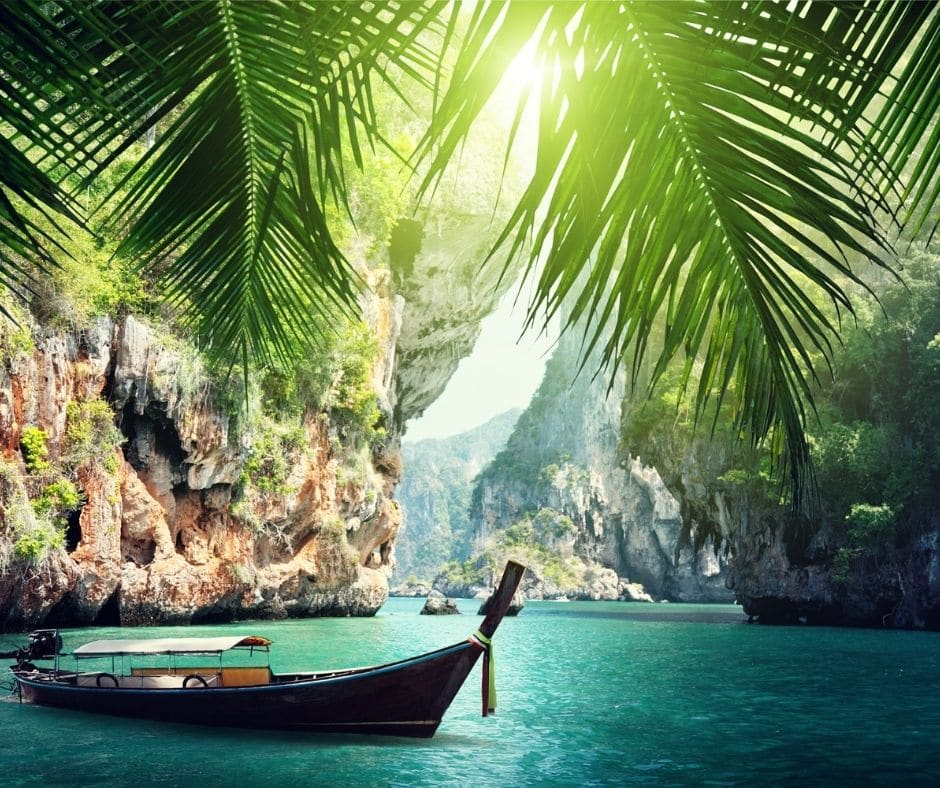 Boat docked on the beach in Krabi