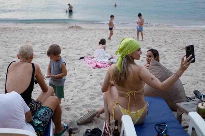 Russian tourists in phuket beach