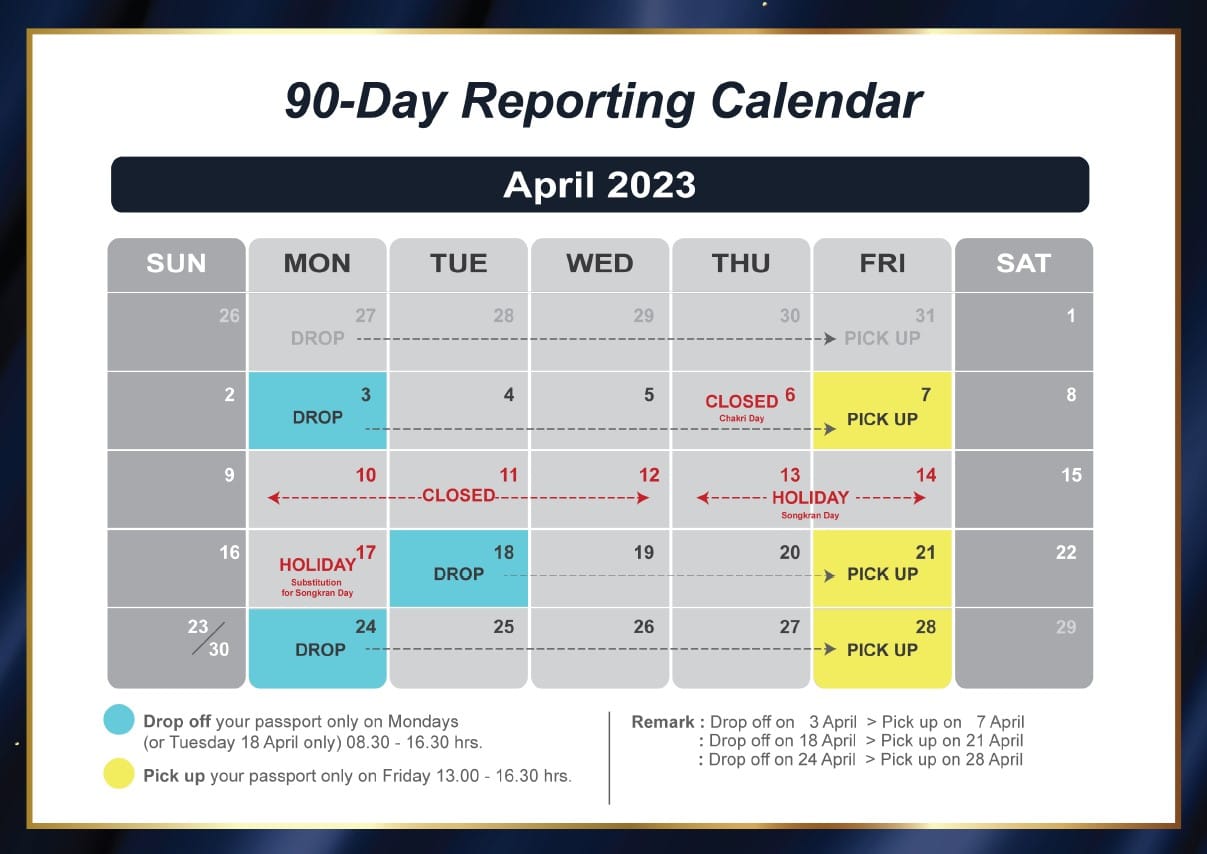 90 day calendar april