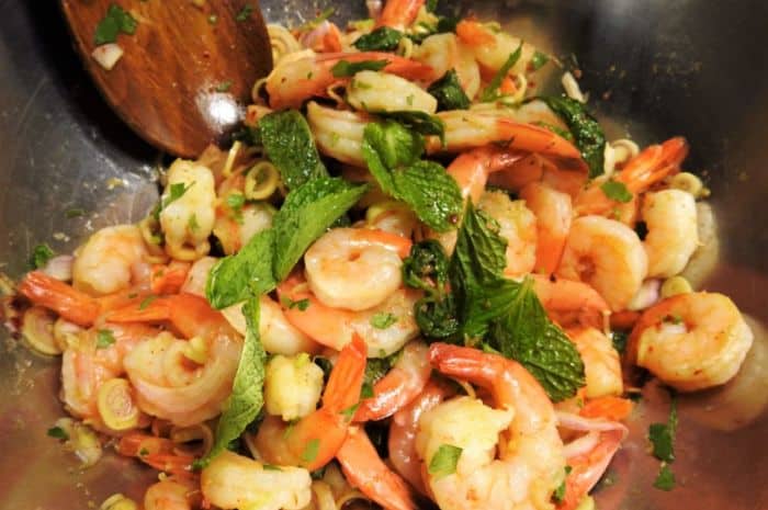 Phla Kung or thai shrimp salad