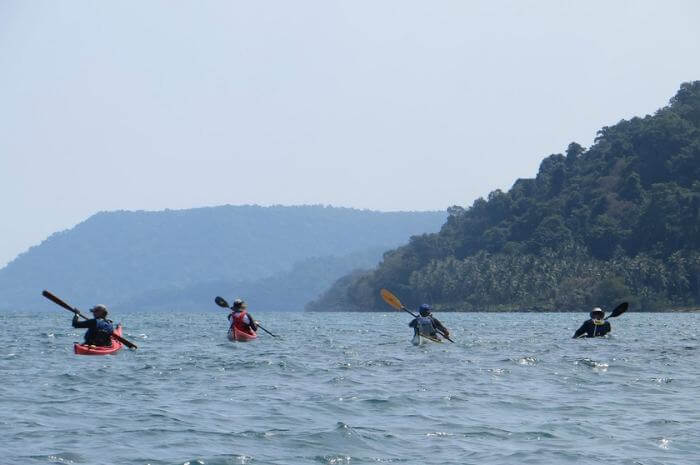 tourists enjoying kayak activity koh chang